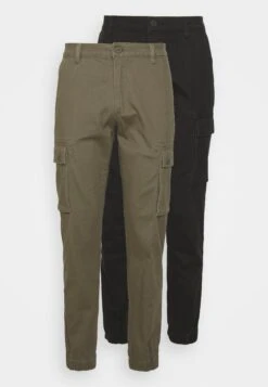 Pier One 2 Pack - Cargobroek - Olive/Black -Modekleding Winkel 07d111b72b7b4304bcd405fc18ad6beb
