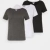 3Er Pack- T-Shirt Basic - White/Black/Dark Grey -Modekleding Winkel 0ab9a6d52d77493b9cf3d49f2761a8eb