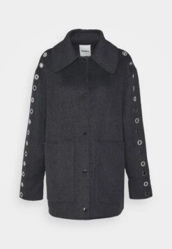 Sandro Oversize Double Face Coat With Eyelet - Halflange Jas - Gris Foncé -Modekleding Winkel 13963862ff48403fb85fab9c95e3afa2