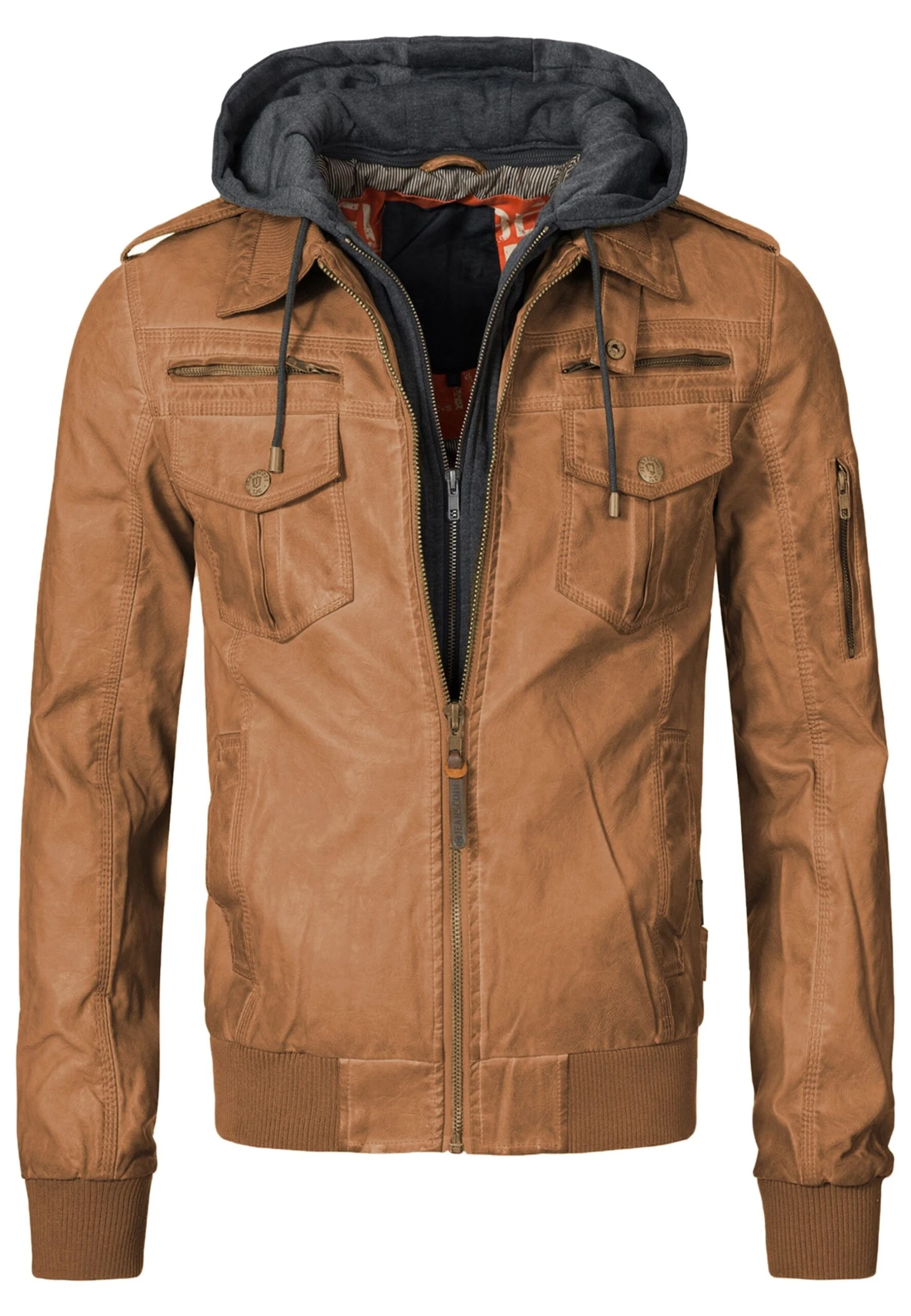 Indicode Jeans Aaron - Imitatieleren Jas - Brown 8 Indicode Jeans Aaron - Imitatieleren Jas - Brown - Afbeelding 6