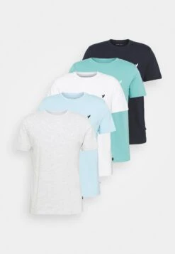 Pier One 5 Pack - T-Shirt Basic - Light Grey - 101_White - 001_Green - 602 -Modekleding Winkel 3fe4ededb7e446c69186309619c33f40