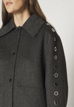 Sandro Oversize Double Face Coat With Eyelet - Halflange Jas - Gris Foncé -Modekleding Winkel 4979a1a26384441081c4615dce6089ac