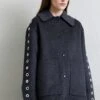 Sandro Oversize Double Face Coat With Eyelet - Halflange Jas - Gris Foncé 2 Sandro Oversize Double Face Coat With Eyelet - Halflange Jas - Gris Foncé -Modekleding Winkel 597b611ff39a4df79c758b39758dae32