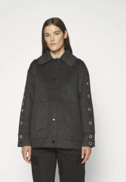 Sandro Oversize Double Face Coat With Eyelet - Halflange Jas - Gris Foncé -Modekleding Winkel 70081d47288d4c67b74fa81512952017