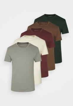 Pier One 5 Pack - T-Shirt Basic - Bordeaux/Light Grey/Brown -Modekleding Winkel 83cca5e18c004829aaae044651c3ddc2