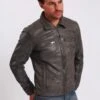 Lee Cooper Leather Jacket With Collar Shirt - 2 Split Side Pockets - - Leren Jas - Vintage Grey -Modekleding Winkel 9c1c5fbb875a47148e8336060991fe7a