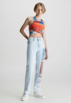 Calvin Klein Jeans High Rise Printed - Straight Leg Jeans - Denim Light -Modekleding Winkel c53fdbe435194f979cd9e67c93dae2fd