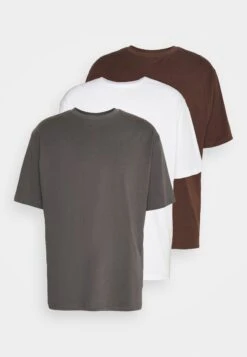 YOURTURN 3Pack Unisex - T-Shirt Basic - White/Dark Grey /Dark Brown -Modekleding Winkel e4b5771656f64562bba5125910df7882