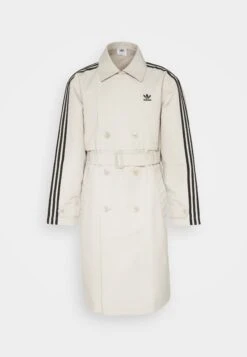 Adidas Originals 3 Stripe Coat Unisex - Trenchcoat - Beige -Modekleding Winkel ef31e809e97e4c0a9b8a3e7f6e18737e